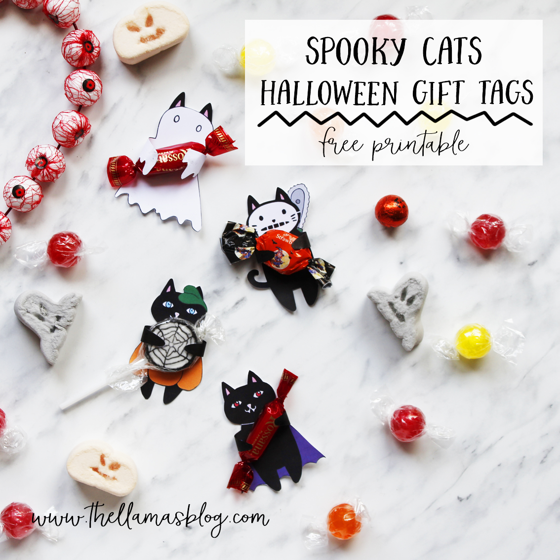 spooky cats halloween gift tags